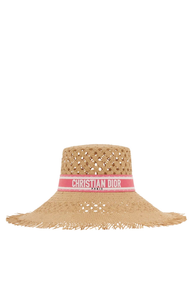 Соломенная шляпка женская желтая с логотипом - фото 1