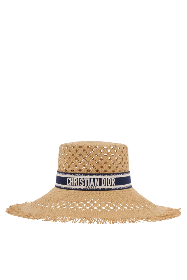 Women's straw hat with black ribbon with logo - photo 1