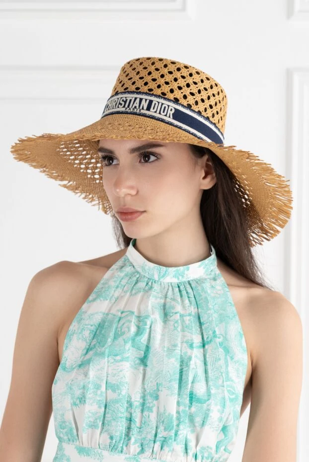 Dior women's straw hat with black ribbon with logo 187067 - photo 3
