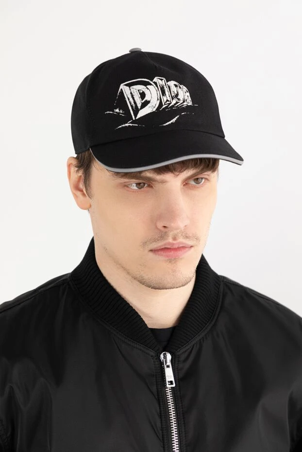 Dior логотиппен басылған мақтадан жасалған бейсбол қалпақ, қара, ерлерге арналған 187070 - фото 3