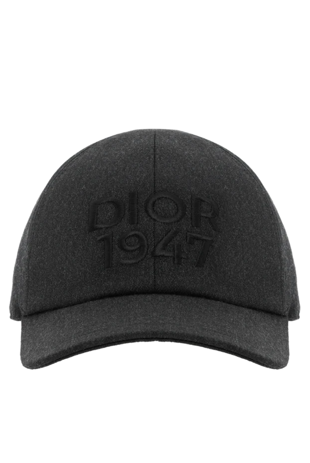 Бейсболка из шерстяного твила c черной вышивкой логотипа - фото 1