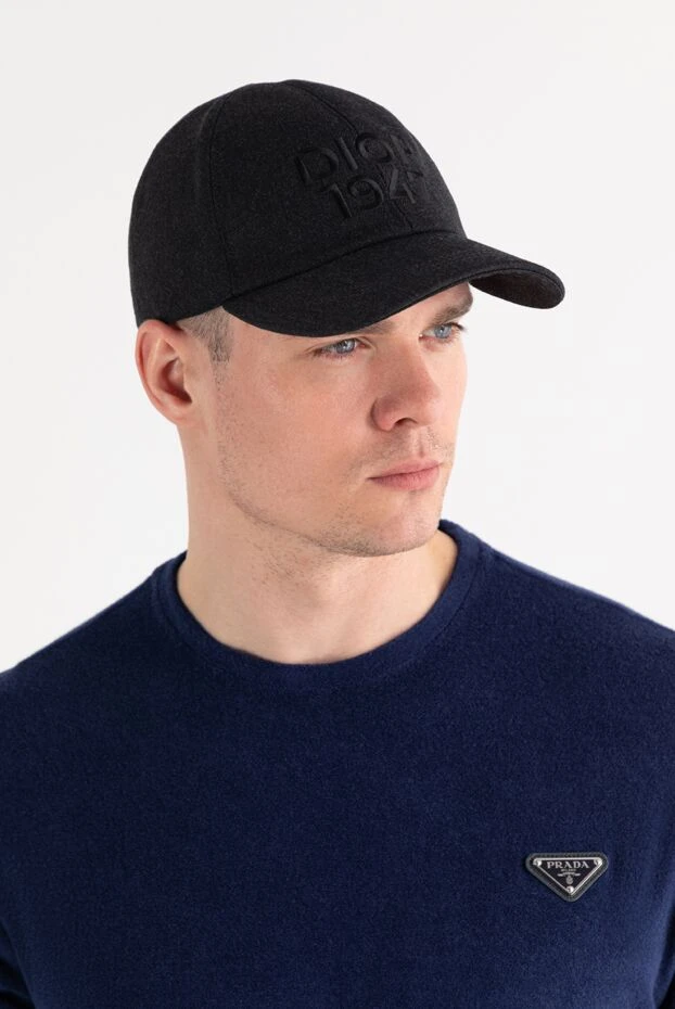 Dior қара логотипті кестемен тігілген жүннен тоқылған бейсбол қалпақ 187073 - фото 3