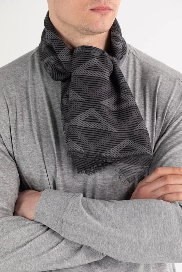Dior wool scarf with logo men's gray 187077 - photo 2