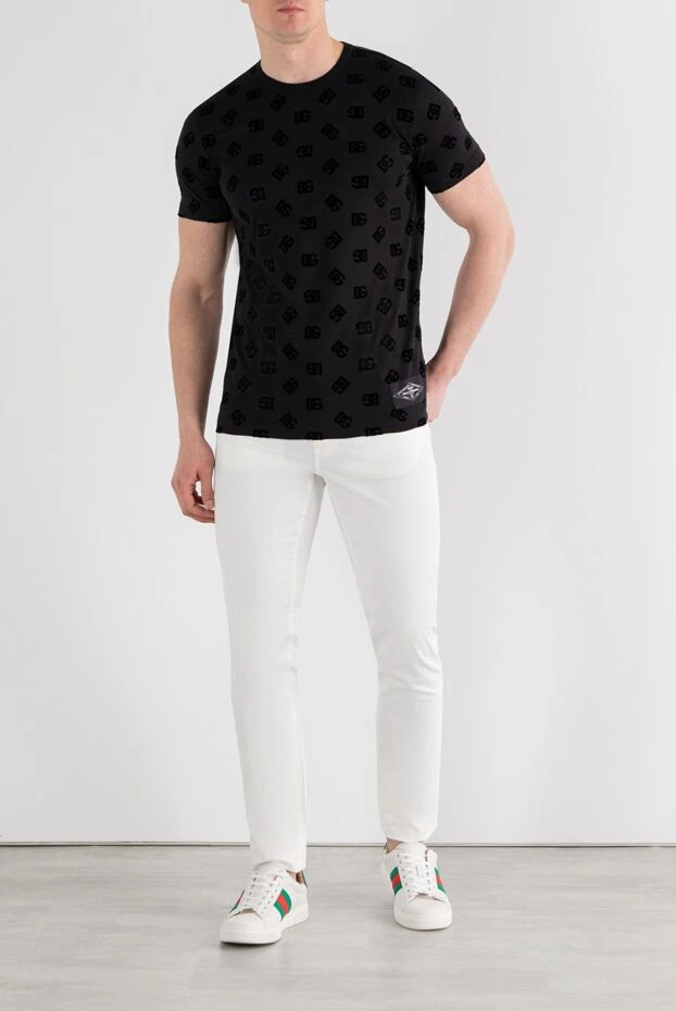 Dolce & Gabbana cotton t-shirt with all-over flocked dg print 187080 - photo 2