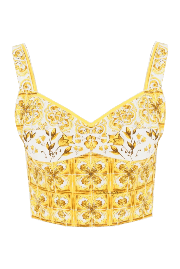 Топ-бюстье из хлопка с принтом майолики желтый - фото 1
