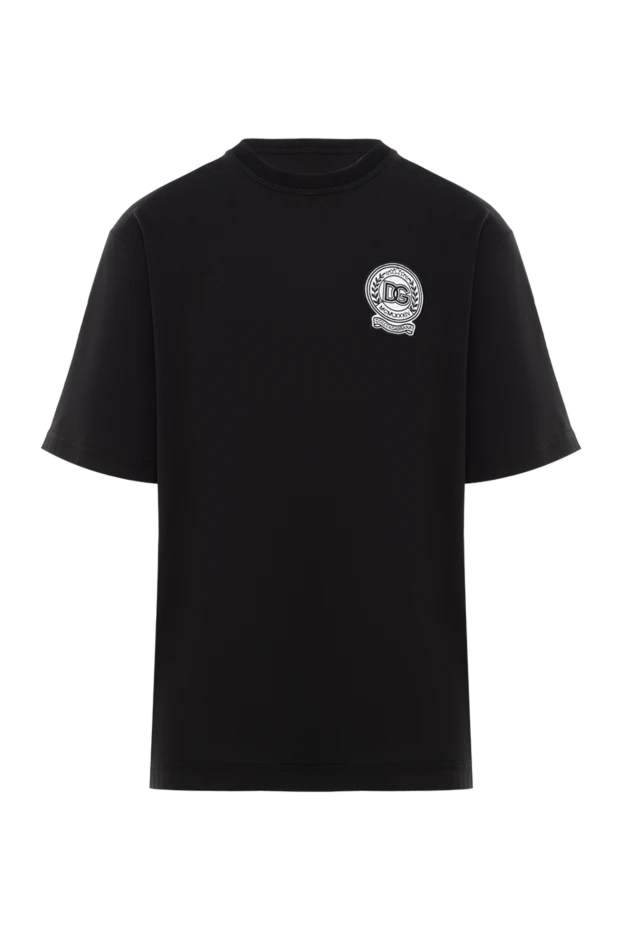 Black cotton T-shirt with embroidered logo - photo 1