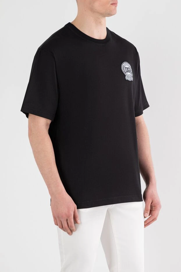 Dolce & Gabbana черная футболка из хлопка с вышитым логотипом 187089 - фото 3