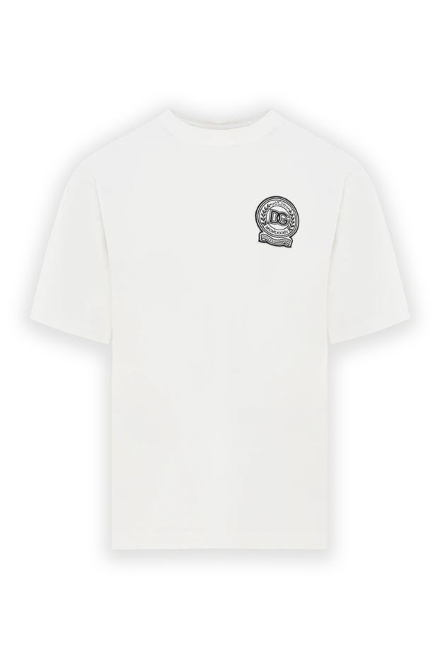 White cotton T-shirt with embroidered logo - photo 1