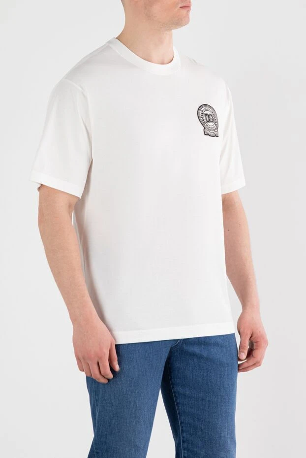 Dolce & Gabbana белая футболка из хлопка с вышитым логотипом 187090 - фото 3