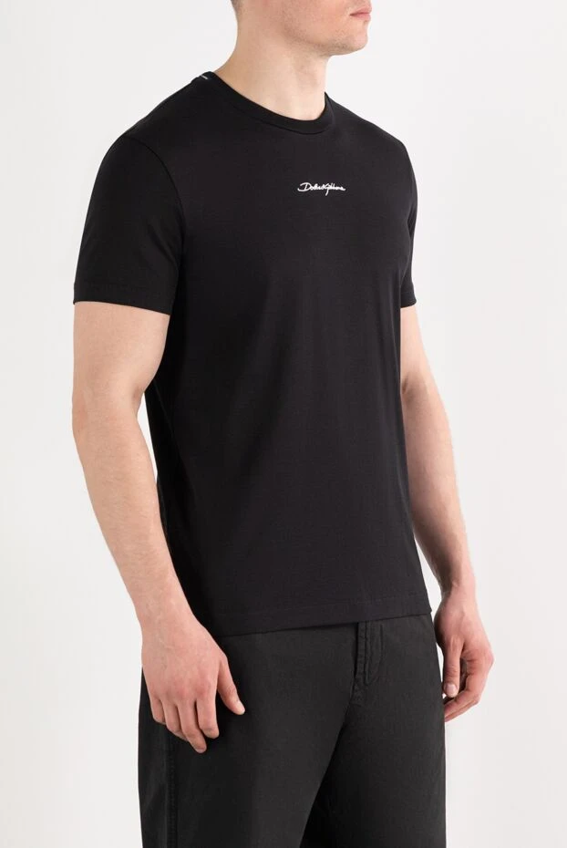 Dolce & Gabbana мужская футболка из плотного хлопкового джерси с белым логотипом 187091 - фото 3