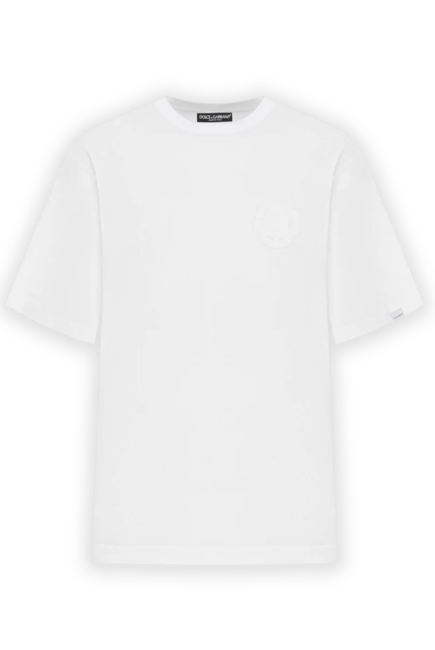 Футболка из хлопкового джерси с вышитым геральдическим логотипом DG белая - фото 1
