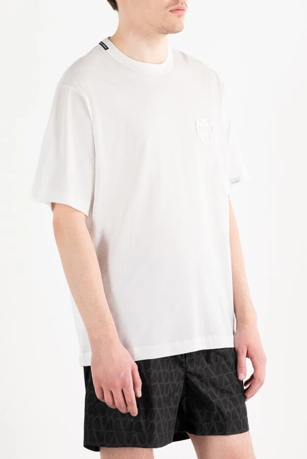 Dolce & Gabbana футболка из хлопкового джерси с вышитым геральдическим логотипом dg белая 187092 - фото 3