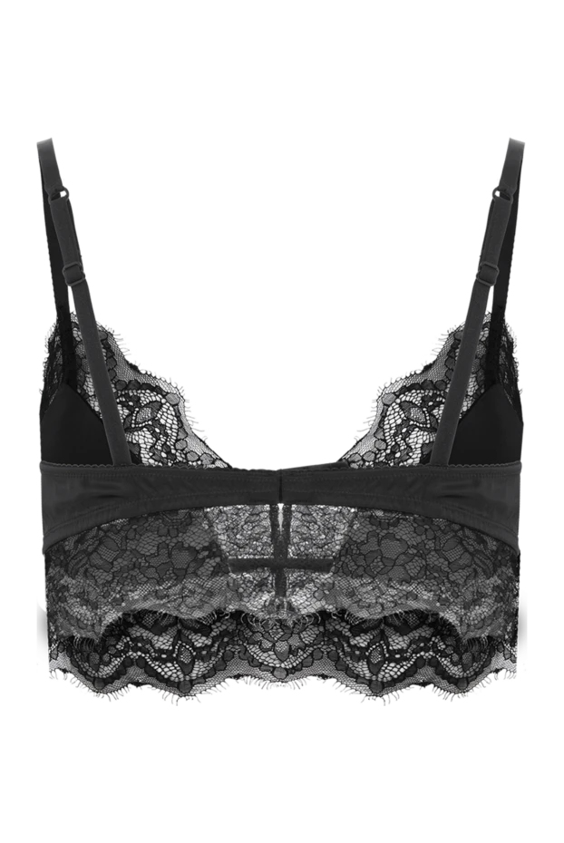 Бюстгальтер-бралетт с мягкими чашечками из атласа и кружева черный - фото 2