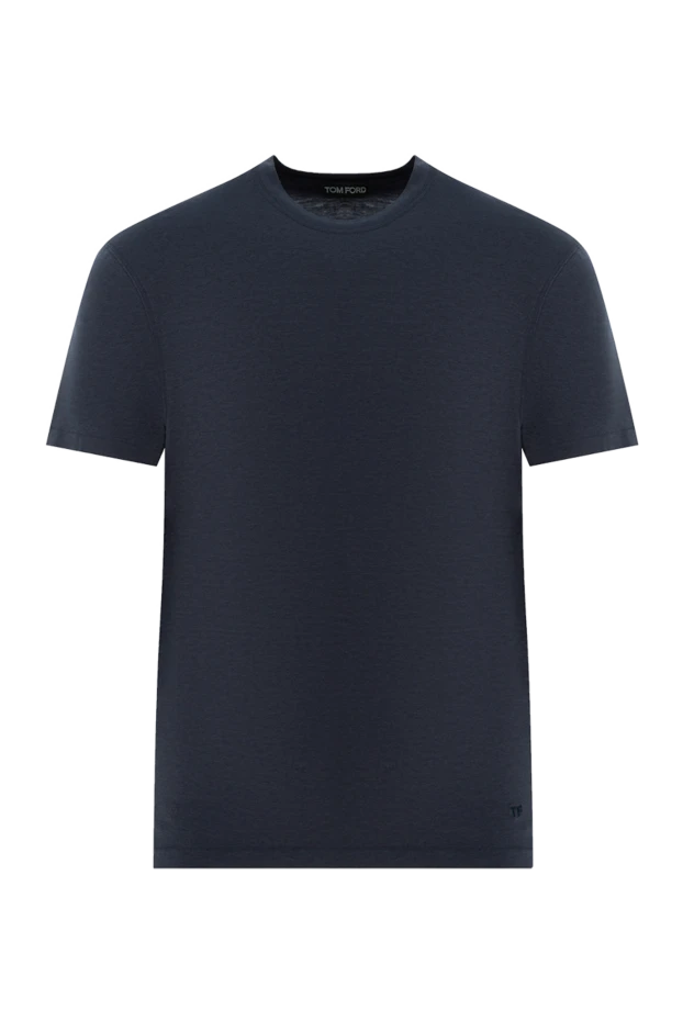 Plain cotton T-shirt with lyocell blue - photo 1