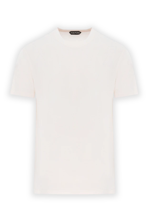 Однотонная футболка из хлопка с лиоцеллом белая - фото 1