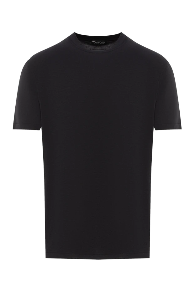 Однотонная футболка из хлопка с лиоцеллом черная - фото 1