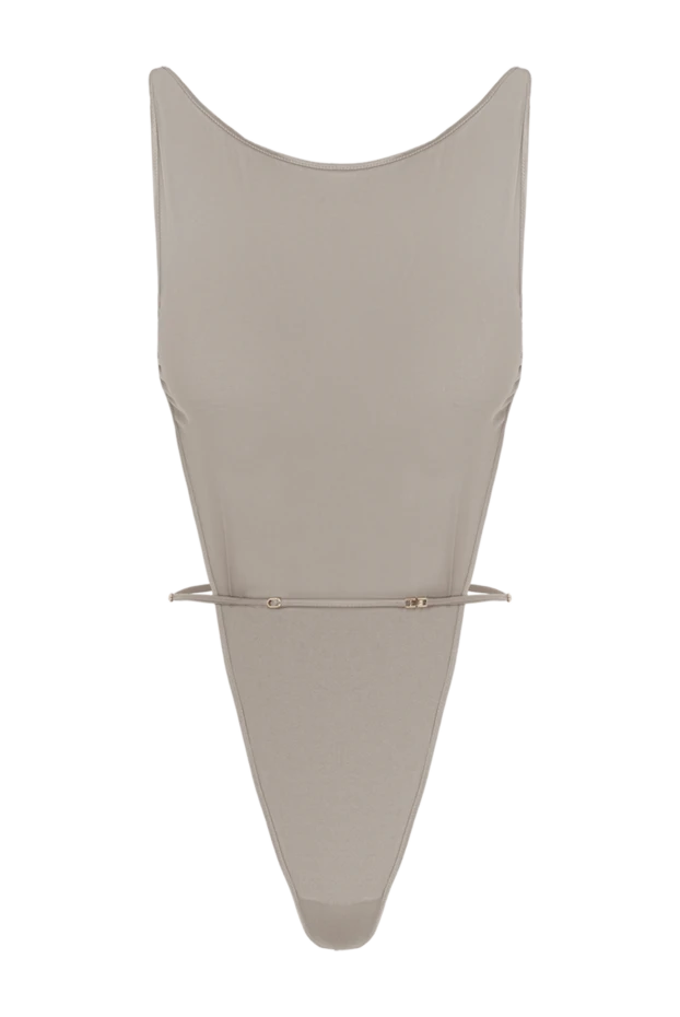 Боди с открытой спиной шелковое бежевое - фото 1