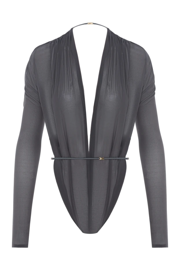 Dark gray elastic silk bodysuit - photo 1