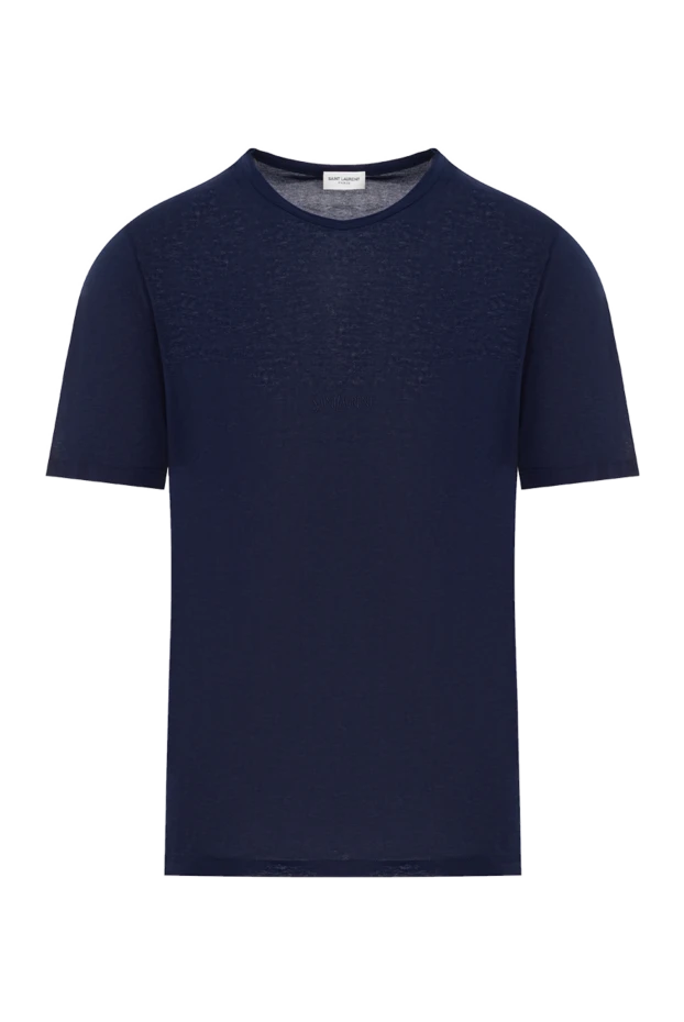 Plain blue viscose T-shirt for men - photo 1