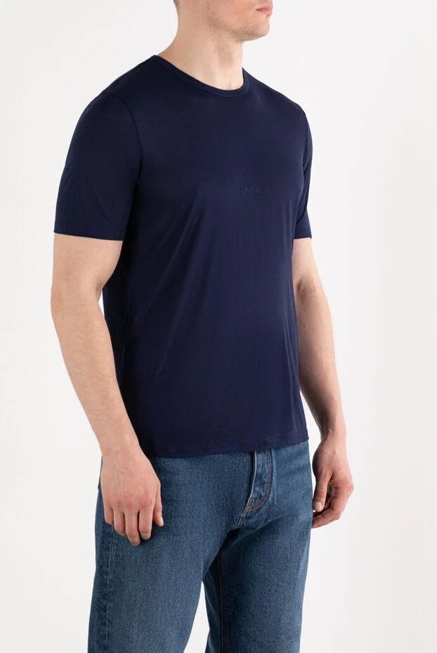 Saint Laurent ерлерге арналған қарапайым көк түсті вискозды футболка 187119 - фото 3
