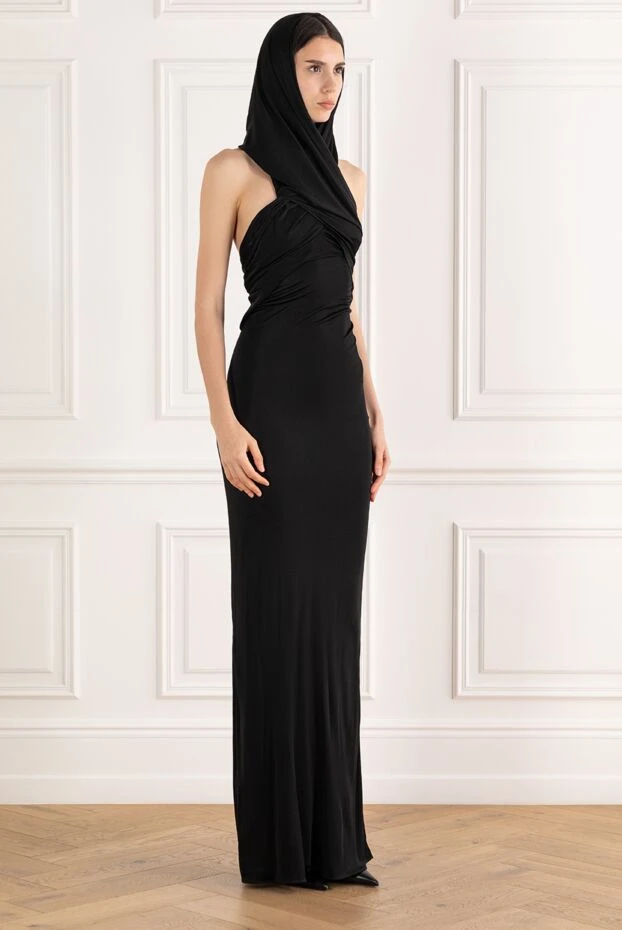 Saint Laurent длинное платье с капюшоном черное 187121 - фото 3