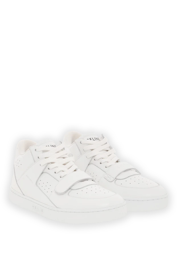 Celine white leather high top sneakers ct-02 with logo 187127 - photo 3