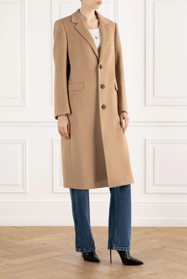Celine пальто честерфилд из верблюжьей ткани бежевое женское 187128 - фото 3