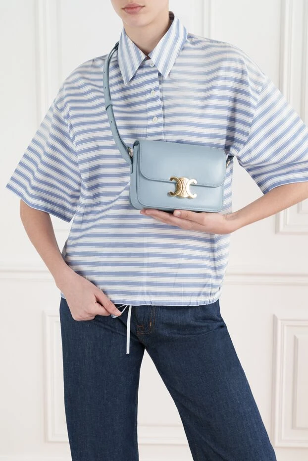 Celine әйелдерге арналған жылтыр бұзау терісінен жасалған teen triomphe сөмкесі 187130 - фото 2