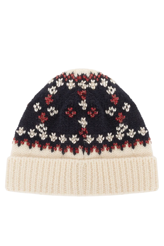 Celine вышитая шапка из шерсти в стиле fair isle белая 187135 - фото 3