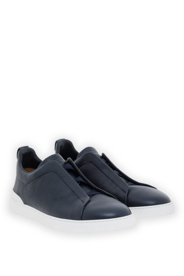 Ermenegildo Zegna сникеры triple stitch™ из темно-синей оленьей кожи 187136 - фото 3