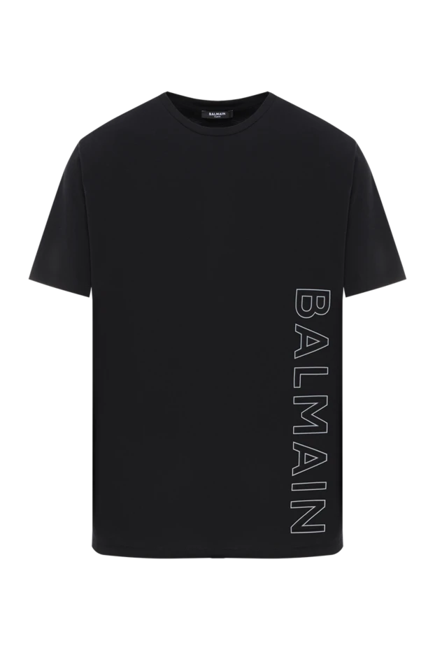 Футболка из хлопка черная мужская с логотипом - фото 1