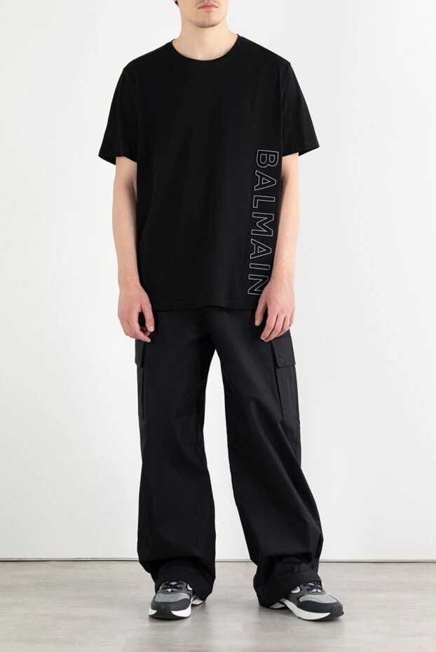 Balmain футболка из хлопка черная мужская с логотипом 187141 - фото 2