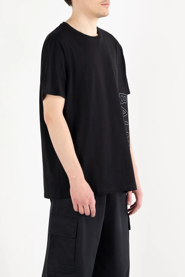 Balmain логотипі бар қара мақта ерлерге арналған футболка 187141 - фото 3