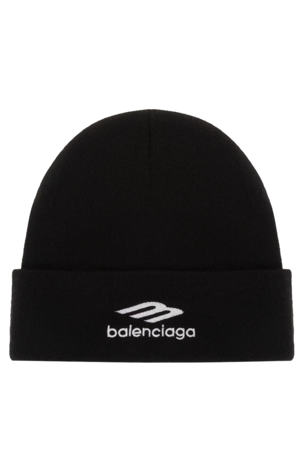 Теплая мужская шапка черная с логотипом - фото 1