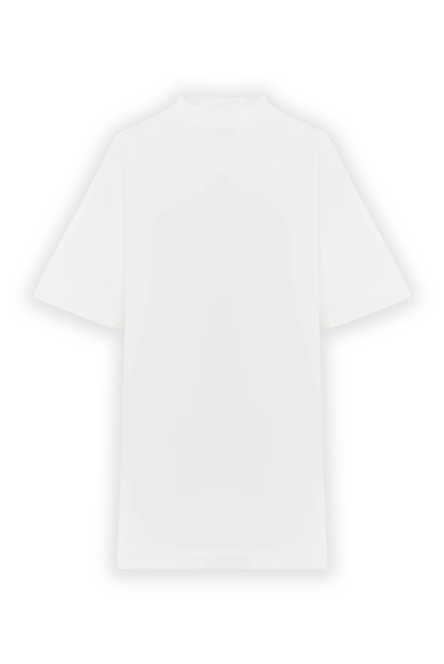 Белая удлиненная футболка с нарисованным логотипом - фото 1