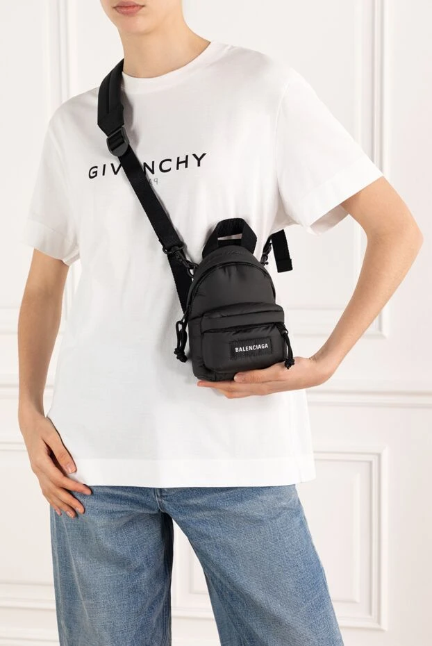 Balenciaga мини рюкзак черный с логотипом из нейлона 187148 - фото 2