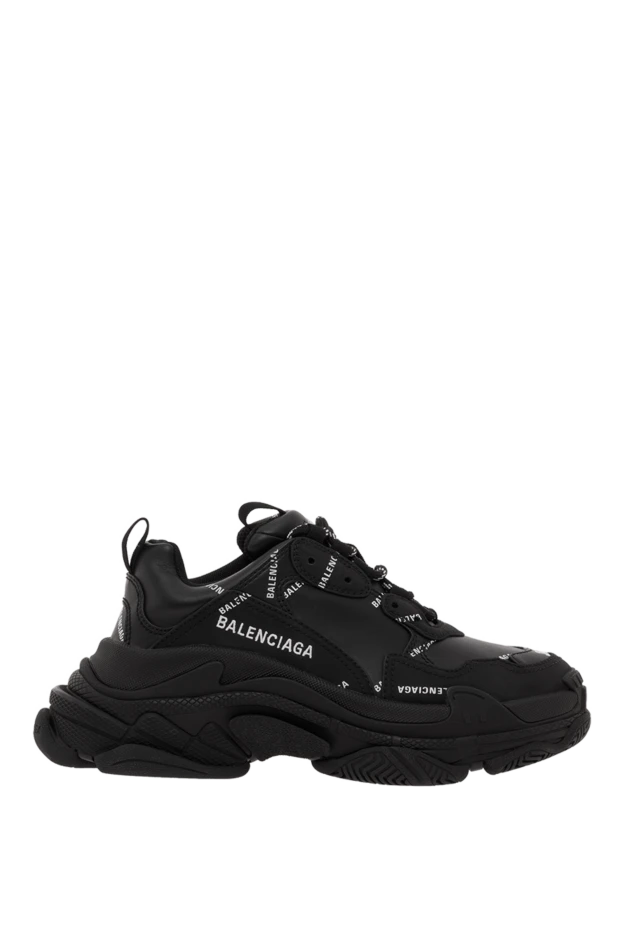 Triple S sneakers in black leather with logo - photo 1