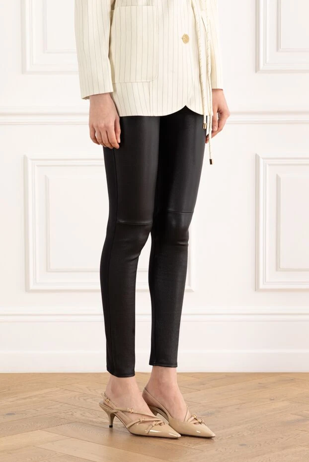 Loewe біріктірілген қара былғары леггинстер 187156 - фото 3