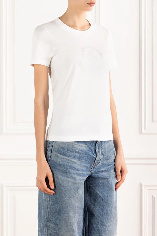 Moncler футболка из хлопка с кристаллическим логотипом женская белая 187162 - фото 3