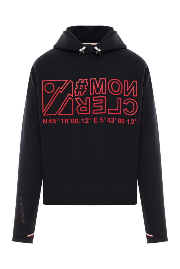 Худи с капюшоном черного цвета из джерси с логотипом - фото 1