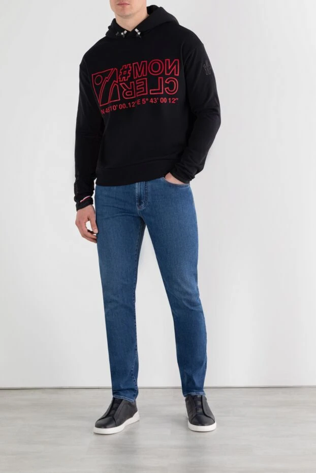 Moncler худи с капюшоном черного цвета из джерси с логотипом 187163 - фото 2