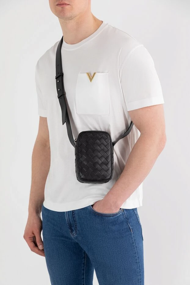 Сумка через плечо из плетеной телячьей кожи intrecciato - фото 2