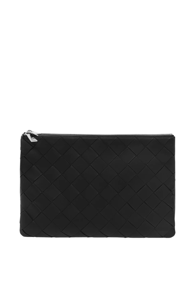 Black men's bag in leather with Intrecciato weave - photo 1