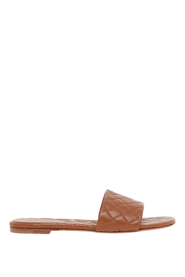 Былғарыдан төселген жалпақ сандалдар Қоңыр - фото 1