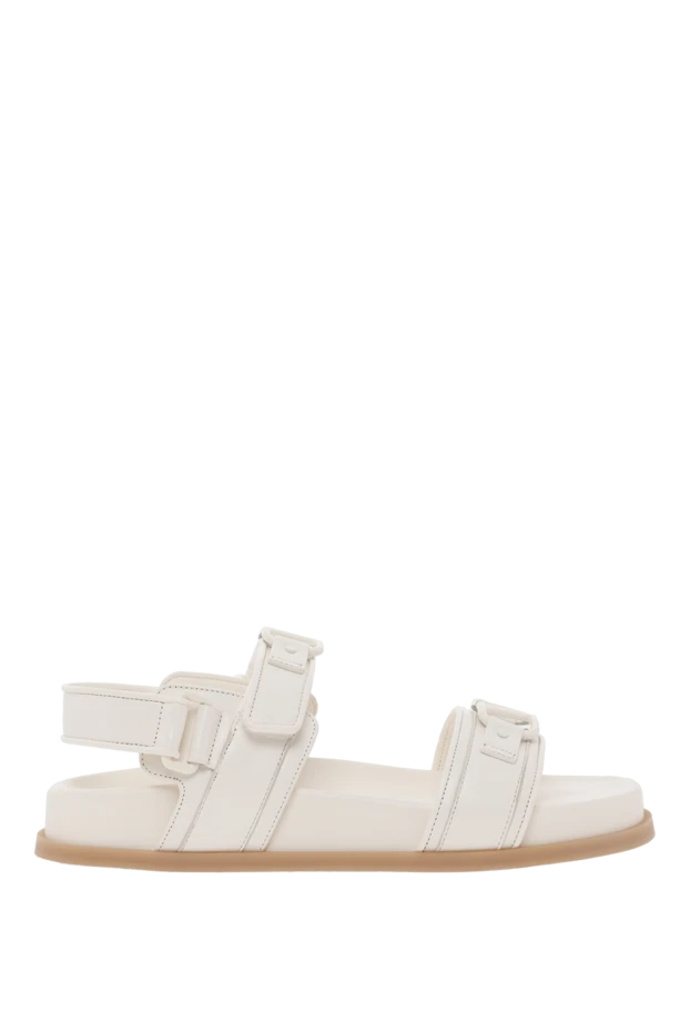 Сандалии Rockstud Flat из кремовой кожи с логотипом - фото 1