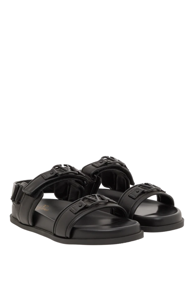 Valentino кожаные шлепанцы с логотипом женские черные 187183 - фото 3