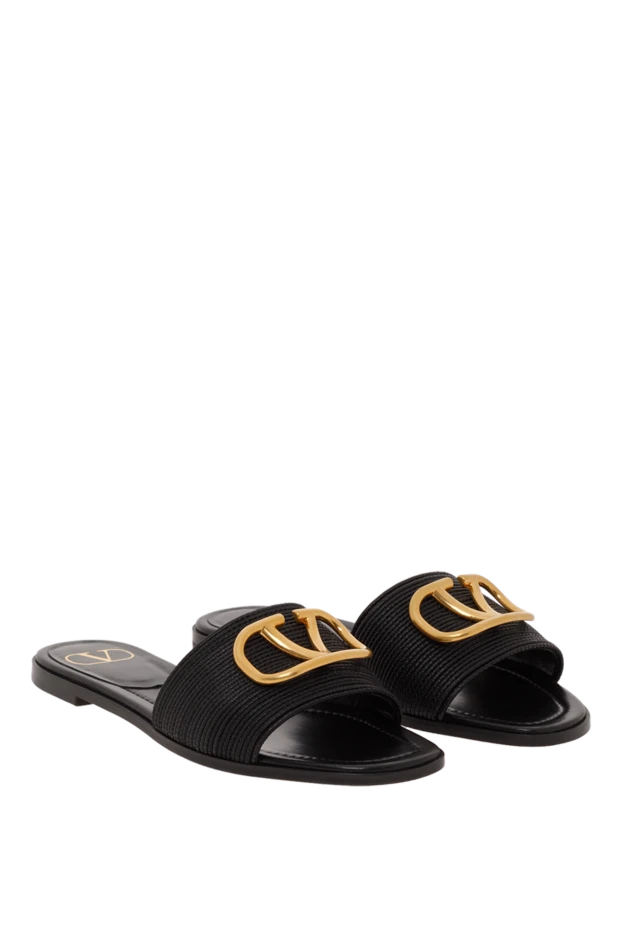 Valentino кожаные шлепанцы vlogo signature черные 187187 - фото 3