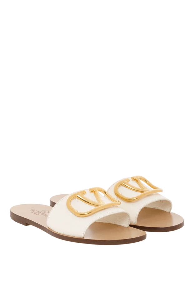 Valentino женские шлепанцы с логотипом v белого цвета 187188 - фото 3