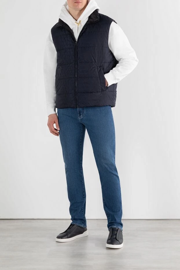 Valentino двусторонний пуховый жилет синий мужской 187192 - фото 2