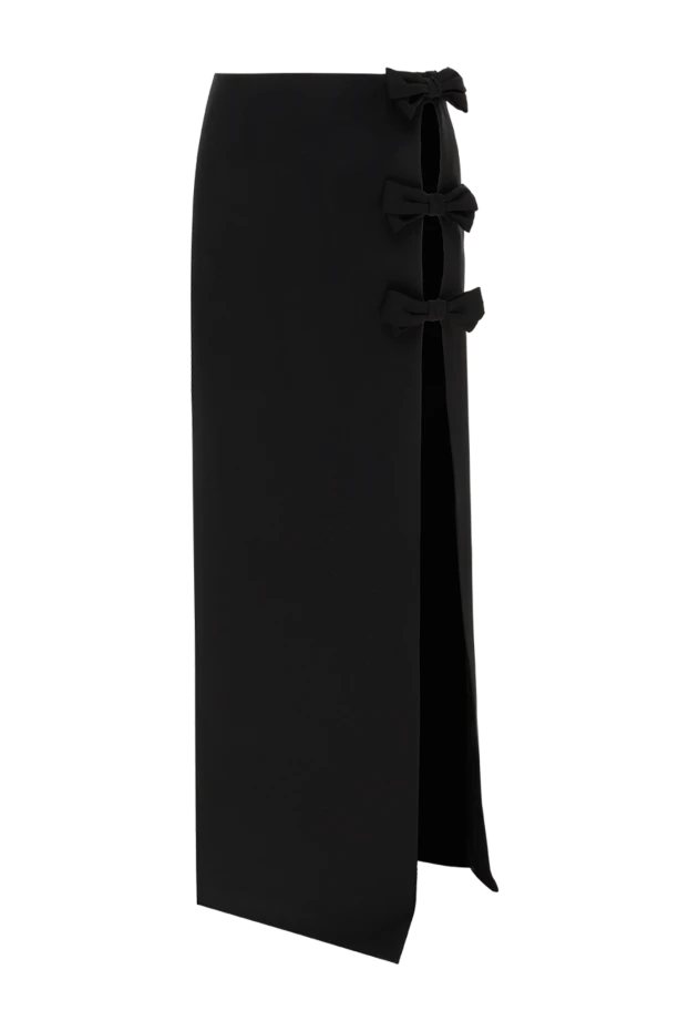 Юбка миди с аппликацией в виде банта черная - фото 1